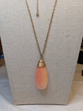 Artisan Pink Gemstone Teardrop Pendant Necklace Wire Wrapped